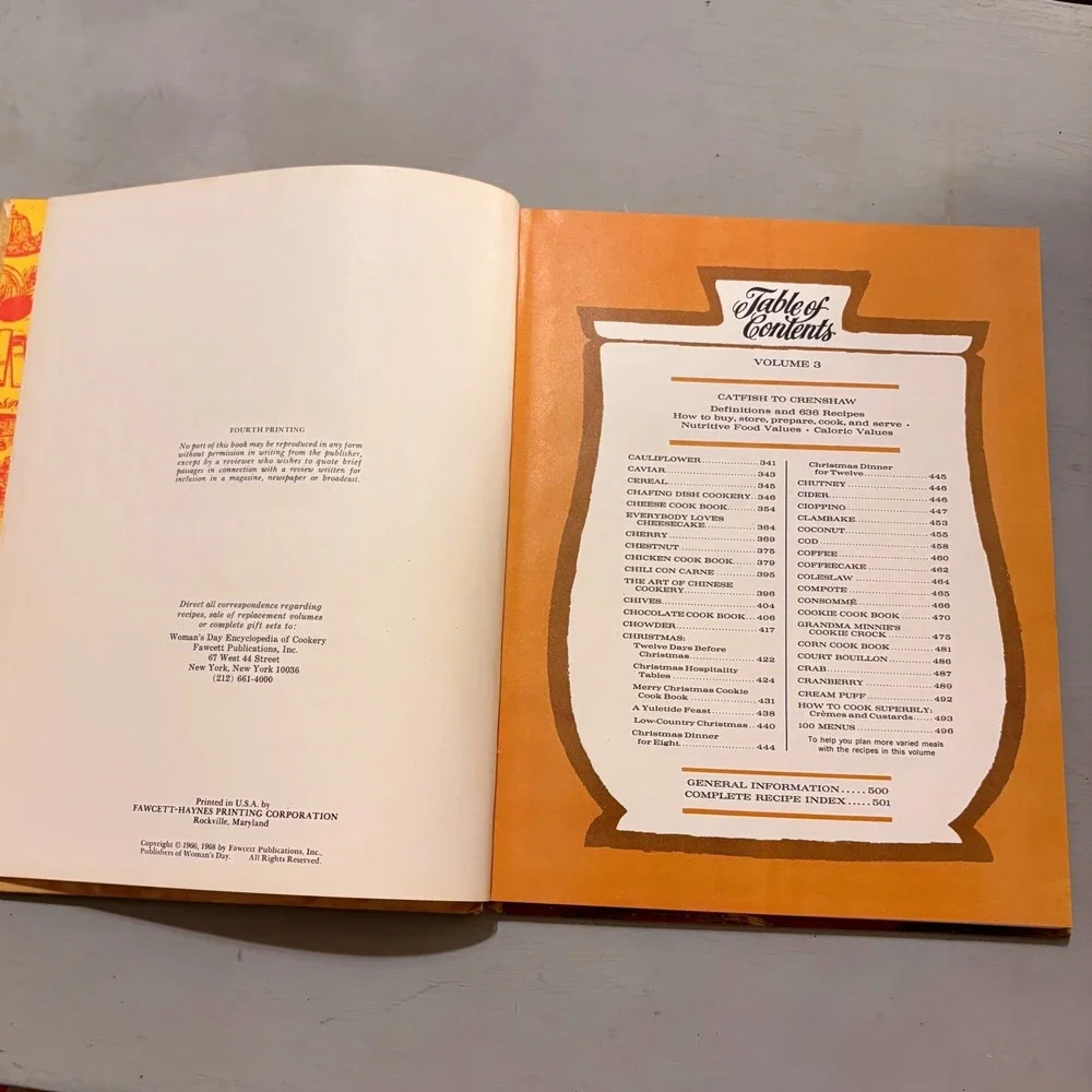 Vtg 1966 Womans Day Encyclopedia of Cookery Vol 3‎ Retro Mid Century Decor